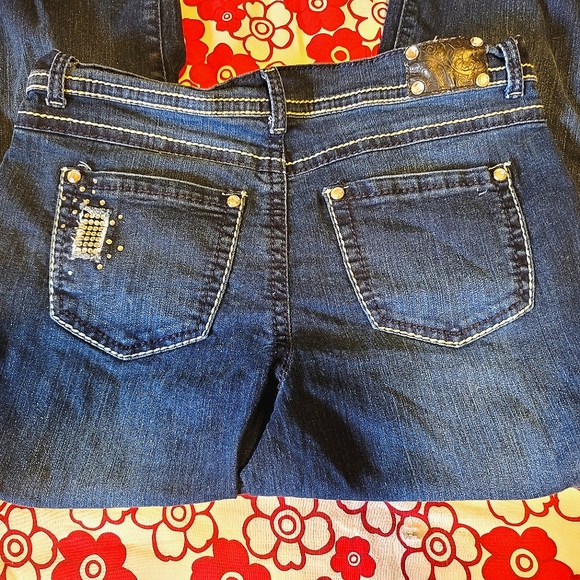{Style & Co} Dark Wash Jeans☆Distressed☆Embellished☆ Size 10 - Picture 7 of 13